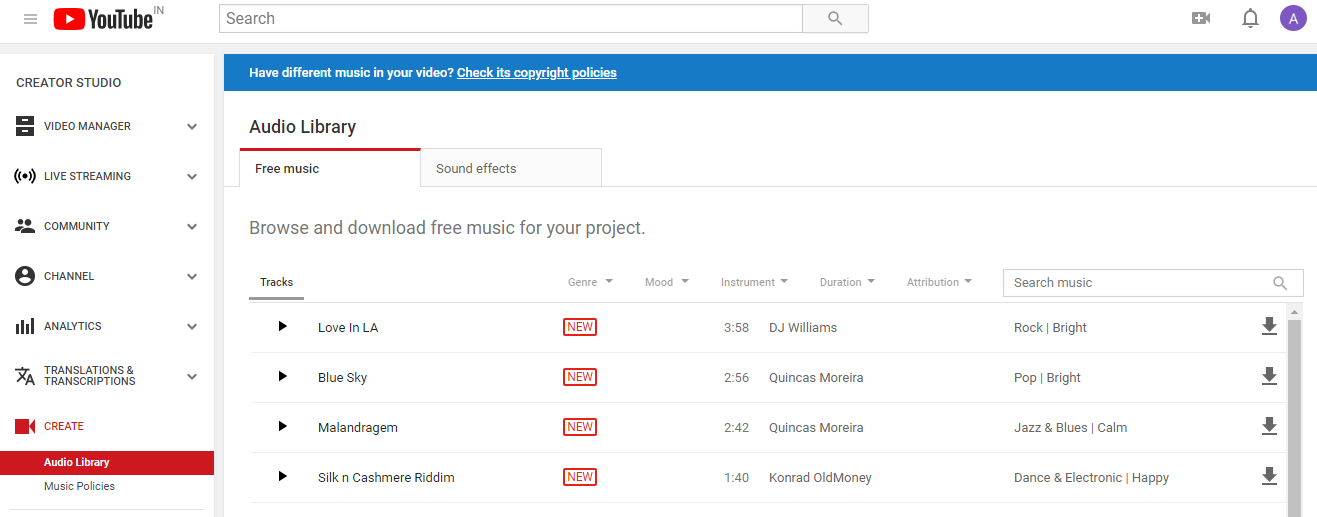 YouTube Audio Library